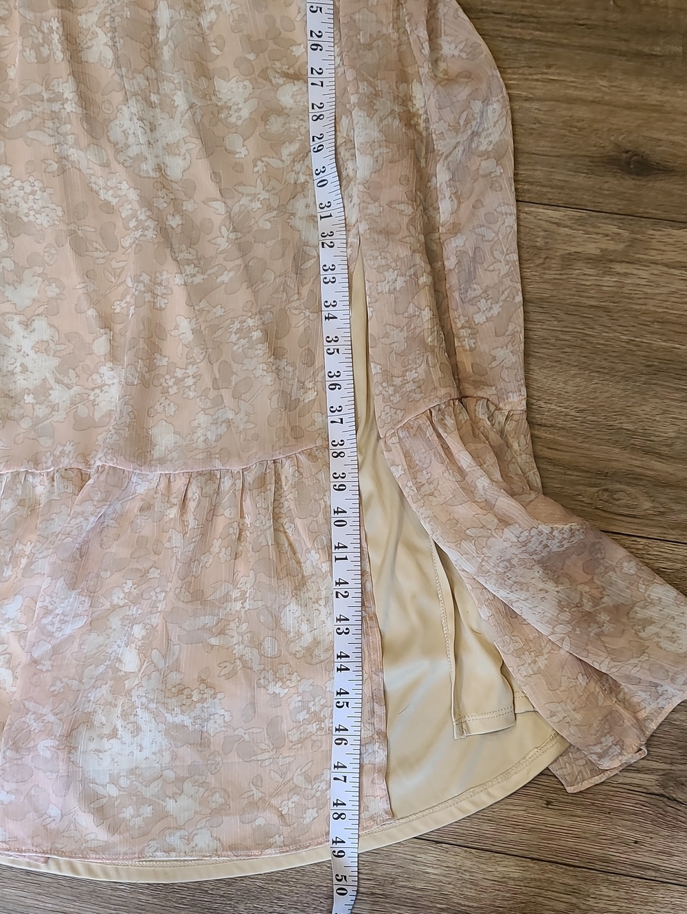 EUC. boho cottagecore floral chiffon maxi dress, Blush, Neutral, Lightweight, M - Picture 9 of 9